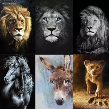 5D DIY Полная дрель Алмазная живопись Leo Лошадь Крестик Вышивка Вышивка Набор мозаики Full Round 20x25CM