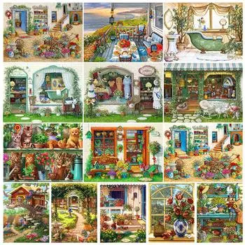 5D DIY полная круглая алмазная картина цветок алмазная вышивка пейзаж картина вышивка крестом горный хрусталь мозаика украшение дома Full Round 20x30CM