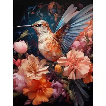 5D DIY Полная круглая алмазная картина Цветок Птица Домашний декор Ремесло 30x40 см #