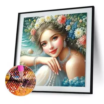 5D DIY полная круглая алмазная картина «Девушка» набор для домашнего декора Искусство Ремесло 50x50см.
