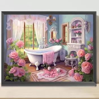 5D DIY Полная круглая алмазная картина Дом Ванна Абстрактная серия 40x30см CHINA