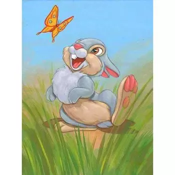 5D DIY Полная круглая алмазная картина Кролик и бабочка Алмазная вышивка Украшение для дома Full Round 20x25CM