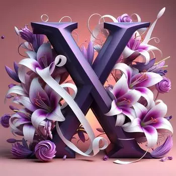 # 5D DIY Полная круглая алмазная картина Лилия Цветок Буква X Искусство Ремесло 40x40c