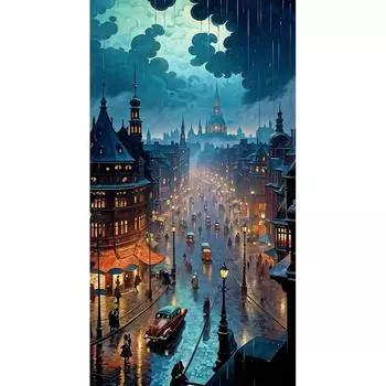 5D DIY Полная круглая алмазная картина Ночной город Домашний декор Искусство Ремесло 40x75 см