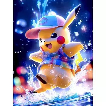 5D DIY Полная круглая алмазная картина Пикачу Домашний декор Искусство Ремесло 30x40 см #