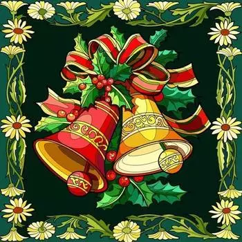 5D DIY Полная круглая алмазная картина Рождественский колокольчик Комплект для домашнего декора 40x40 см BE