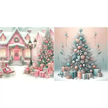 5D DIY Полная круглая алмазная картина с дрелью Рождественская снежная сцена Комплект для домашнего декора 30x30 см ZSH1443