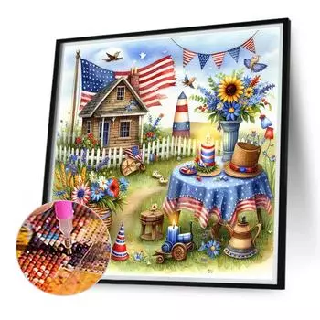 5D DIY Полная круглая алмазная картина с дрелью День независимости Декор Искусство Ремесло w4040