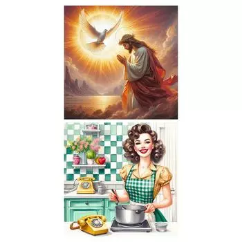 5D DIY полная круглая алмазная картина с изображением женщины и Иисуса, декор, художественное ремесло для гостиной, спальни, классной комнаты, входа 40x40 см E3812