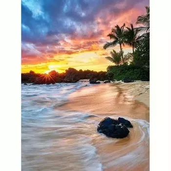 5D DIY полная круглая алмазная картина закат морской пейзаж горный хрусталь мозаика вышивка крестом домашний декор 30x40 см 30x40cm NO Frame