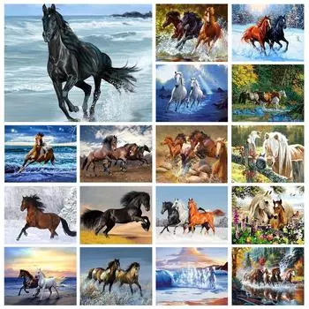 5D DIY полная круглая алмазная картина животное Алмазная вышивка ;лошадь ; Набор для вышивки крестиком, мозаика, стразы, картина, украшение, подарок Full Round 20x30CM
