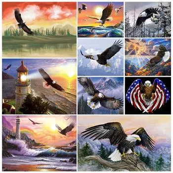 5D DIY Полная круглая Алмазная картина Животное Алмазная вышивка ;Птица ; Летающий орел со стразами, украшение для дома, подарочная картина Full Round 20x30CM