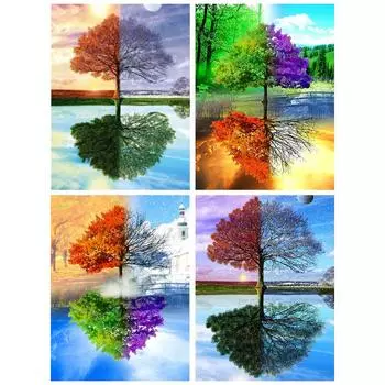 5D DIY полная круглая алмазная живопись дерево Алмазная вышивка пейзаж горный хрусталь картина вышивка крестиком комплект украшения дома подарок Full Round 20x30CM