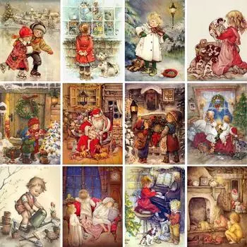 5D DIY полная круглая алмазная живопись для мальчиков и девочек Алмазная вышивка горный хрусталь мозаика картина Рождественский подарок украшение дома Full Round 20x30CM