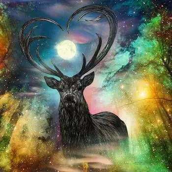 5D DIY полная круглая алмазная живопись олень вышивка животное изображение стразы мозаичное украшение 40x40 см/16x16 дюймов 40x40cm NO Frame