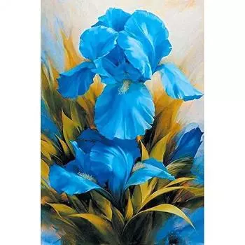 5D DIY полная круглая алмазная живопись, вышивка, мозаика, синяя геральдическая лилия, цветы, вышивка крестиком, ремесленный комплект, украшение для дома Full Round 20x30CM