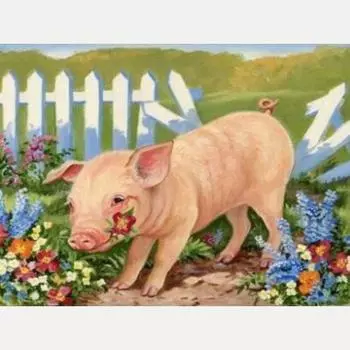 5D Diy полная круглая алмазная живопись животное милая свинья мозаика вышивка крестиком Алмазная вышивка украшения подарки 20X30CM