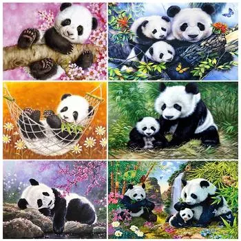 5D DIY полная круглая алмазная живопись животное панда Алмазная вышивка горный хрусталь художественная картина мозаичная мозаика украшение дома Full Round 20x30CM