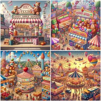 5D DIY Полная круглая дрель Алмазная картина Тематический парк Домашний декор Искусство Ремесло JC486