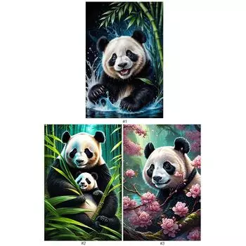 5D DIY Полная круглая дрель Алмазная картина Панда Декор для дома Настенный декор Искусство Ремесло w4188