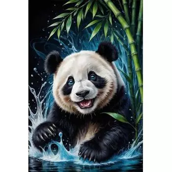 5D DIY Полная круглая дрель Алмазная картина Панда Декор для дома Настенный декор Искусство Ремесло w4188