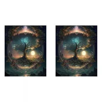 5D DIY Полная круглая дрель Алмазная картина Ужас Замок Декор Искусство Ремесло 45x55см