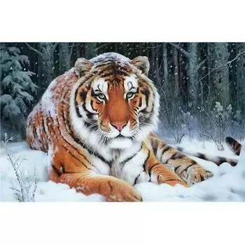 5D DIY полная круглая дрель Алмазная картина Тигр вышивка крестиком комплект настенная мозаика картина ручная работа ремесло подарок 45x35CM