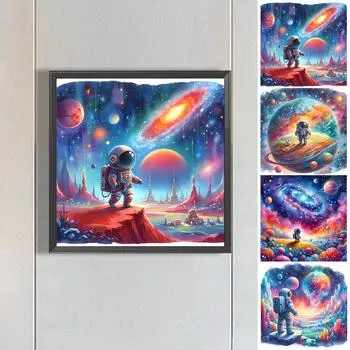 5D DIY Полная круглая дрель Алмазная картина Астронавт Домашний декор Искусство Ремесло JC482