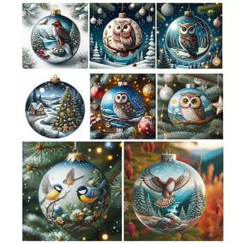 5D DIY Полная круглая дрель Алмазная картина Животное Зимний домашний декор Искусство Ремесло # sz5585