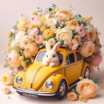 5D DIY Полная круглая дрель Алмазная картина Кролик Роза Поплавок Искусство Ремесло 30x30см #