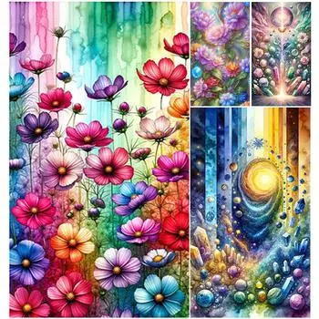 5D DIY Полная круглая дрель Алмазная картина Цветок Домашний декор Настенное искусство Ремесло # DW004