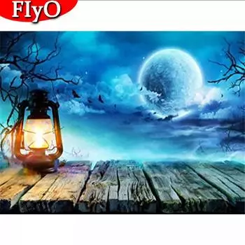 5D DIY полная квадратная дрель Алмазная картина Луна вышивка крестиком Алмазная вышивка Пейзаж Приморский ремесленный комплект подарок ручной работы Full Round (20X30CM)