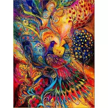 5D DIY полная квадратная/круглая алмазная живопись павлин пара абстрактная мозаика Алмазная вышивка животное цветок Настенный декор Full Round 20x30CM