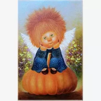 5D DIY полная квадратная/круглая алмазная живопись тыква и маленький ангел вышивка украшение дома Full Round 20x25CM