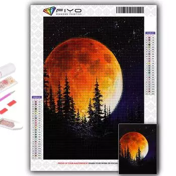 5D DIY Полная Луна Вышивка крестом Стразы Алмазный рисунок Вышивка Мозаика Домашний декор Full Round 20X30CM