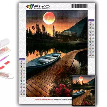 5D DIY Полная Луна Вышивка крестом Стразы Алмазный рисунок Вышивка Мозаика Домашний декор Full Round 20X30CM