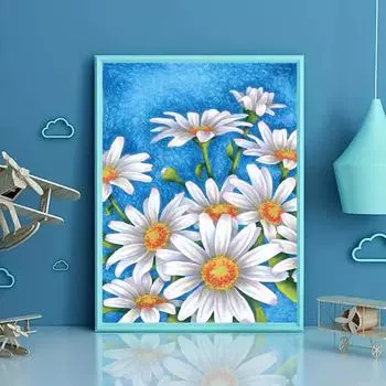 5D DIY Полные Кристаллические Алмазные Картины Новая Коллекция Белая Маргаритка, Мозаика Алмазное Искусство Интерес Ручной Работы Домашний Декор 30*40cm/11.8*15.7inch