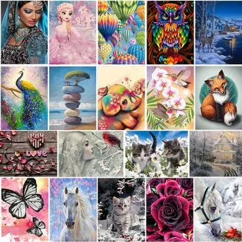 5D DIY Полный круг Алмазная картина Смешанный набор Алмазная вышивка Мозаика Алмазная вышивка крестом 20X30CM красный