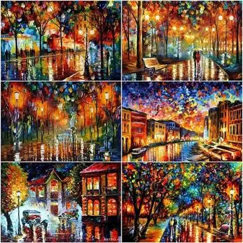 5D DIY Полный круглый алмаз картина абстрактный уличный пейзаж украшение дома вышивка рукоделие художественные наборы Full Round 20x30CM
