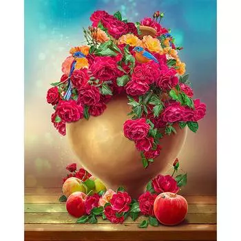 5D DIY Полный круглый алмаз картина Роза Алмазная вышивка крестиком 20X30CM