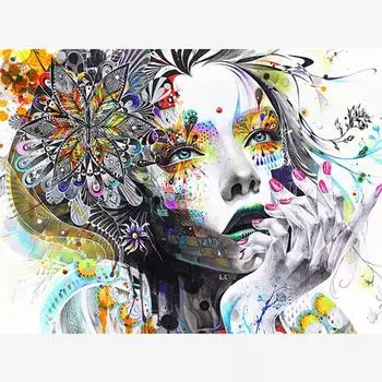 5D DIY Полный круглый Алмазная картина Абстрактная женщина Алмазная вышивка Украшение дома Full Round 20x30CM