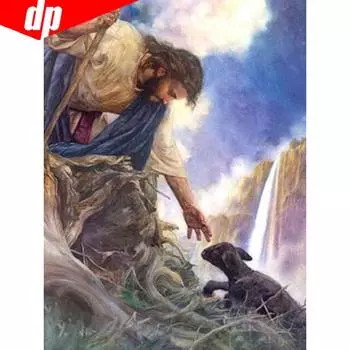 5D DIY Полный круглый Алмазная картина Человек и животное Rhinestone Мозаика Алмазная вышивка 20X30CM