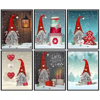 5d Diy Полный Круглый Алмазная Картина Санта-Клаус Круглый Алмазная Вышивка Крестом Мозаика Рождественские Подарки Детям Full Round 20x30CM