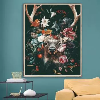 5D DIY Полная круглая алмазная картина Олень и цветы и бабочки 3D вышивка крестом Стразы Мозаика Домашний декор Искусство Full Round 20x30CM