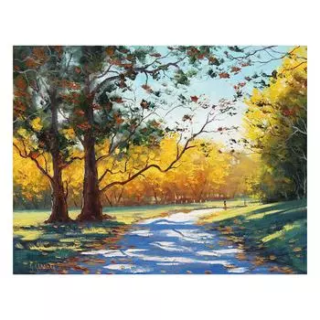 5D DIY Полный круглый дрель Алмазная картина Осенний пейзаж Даймонд Мозаика Алмазная вышивка 20X30CM