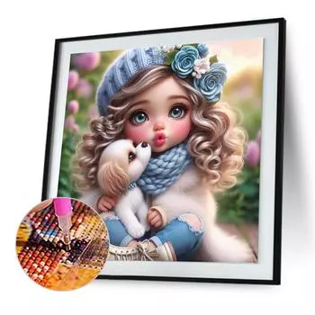 5D DIY Полный Круглый Дрель Алмазная Картина Девочка Набор Домашний Декор Искусство Ремесло 30x30см C