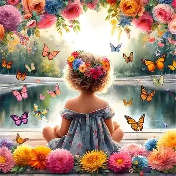 5D DIY Полный Круглый Дрель Алмазная Картина Девочка Набор Домашний Декор Искусство Ремесло 30x30см