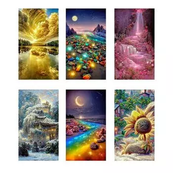 5D DIY Полный круглый дрель Алмазная картина Пейзаж Комплект Домашнее украшение Художественное ремесло Full Round 40x70CM