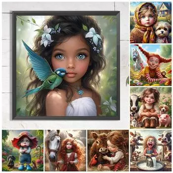 5D DIY Полный Круглый Дрель Алмазная Картина Девочка Набор Домашний Декор Искусство Ремесло AU sz5571