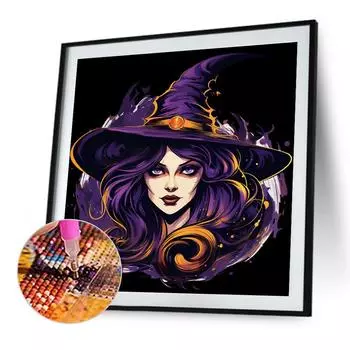 5D DIY Полный Круглый Дрель Алмазная Картина Ведьма Набор Домашний Декор Искусство Ремесло 50x50см